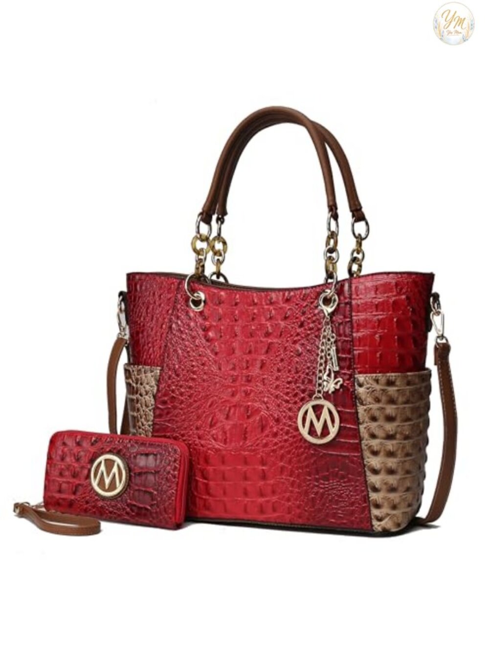 Tote Bag Set with Wallet Vegan Leather Purse Top-Handle Handbag